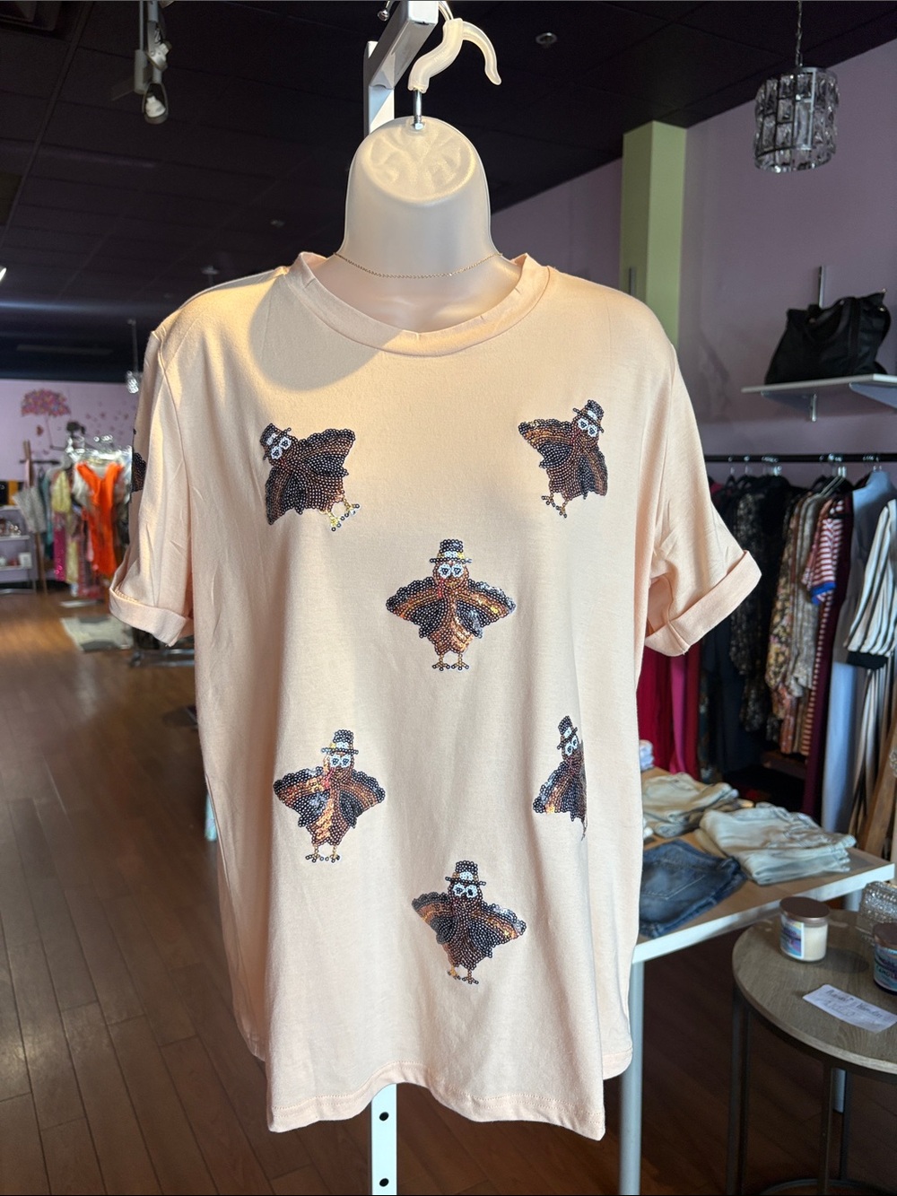 Embroidered Turkeys Patch Tee